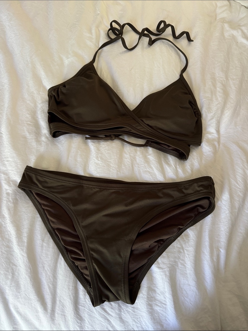 Vince Camuto Olive Green Wrap Bikini Set